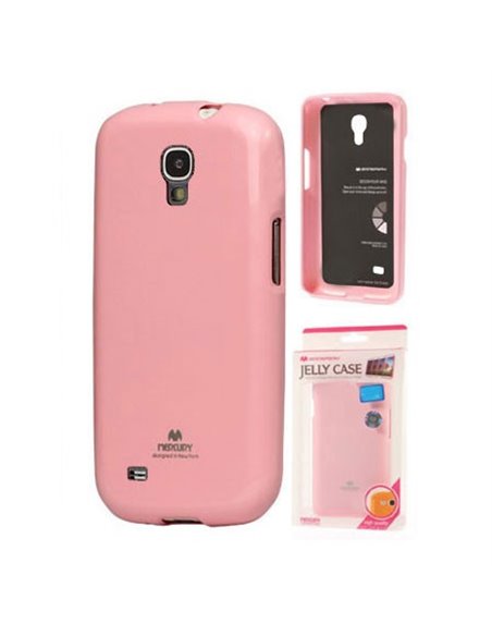 CUSTODIA GEL TPU SILICONE per SAMSUNG I9190 GALAXY S4 MINI COLORE ROSA LUCIDO CON GLITTER ALTA QUALITA' MERCURY BLISTER