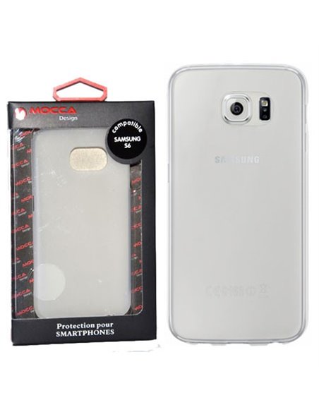 CUSTODIA GEL TPU SILICONE per SAMSUNG SM-G920 GALAXY S6 COLORE BIANCO-TRASPARENTE ALTA QUALITA' MOCCA