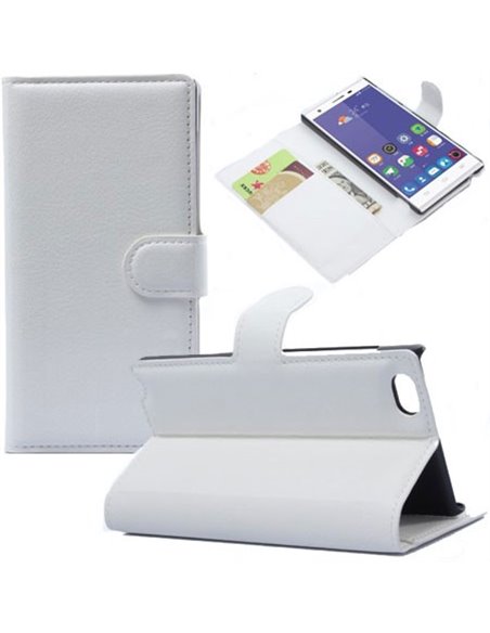 CUSTODIA FLIP ORIZZONTALE SIMILPELLE per ZTE STAR 2 CON STAND, TASCHE PORTA CARTE E CHIUSURA MAGNETICA COLORE BIANCO