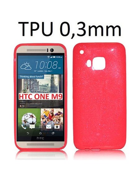 CUSTODIA per HTC ONE M9, ONE M9 PRIME CAMERA IN GEL TPU SILICONE ULTRA SLIM 0,3mm COLORE FUCSIA LUCIDO CON GLITTER