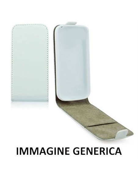 CUSTODIA FLIP VERTICALE SLIM SIMILPELLE per SAMSUNG SM-G920 GALAXY S6 CON INTERNO IN TPU SILICONE COLORE BIANCO