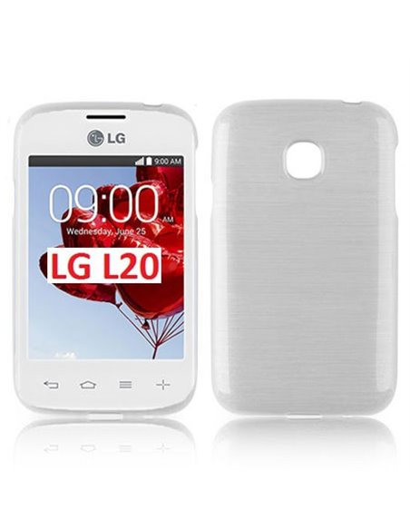 CUSTODIA TPU SILICONE per LG L20 D100, L20 DUAL D105 COLORE BIANCO EFFETTO METALLICO