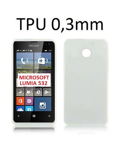 CUSTODIA GEL TPU SILICONE ULTRA SLIM 0,3mm per MICROSOFT LUMIA 532 COLORE BIANCO TRASPARENTE