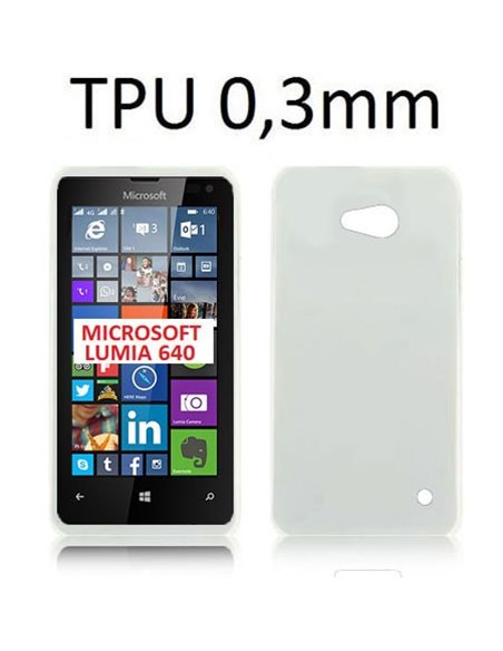CUSTODIA GEL TPU SILICONE ULTRA SLIM 0,3mm per MICROSOFT LUMIA 640 COLORE BIANCO TRASPARENTE