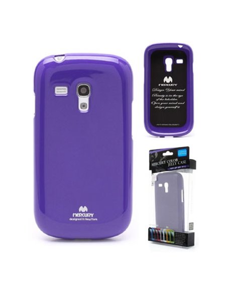 CUSTODIA GEL TPU SILICONE per SAMSUNG I8190 GALAXY S3 MINI VIOLA LUCIDO CON GLITTER ALTA QUALITA' MERCURY BLISTER