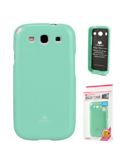 CUSTODIA GEL TPU SILICONE per SAMSUNG I9300 GALAXY S3, I9300i GALAXY S3 NEO VERDE ACQUA LUCIDO CON GLITTER ALTA QUALITA' MERCURY