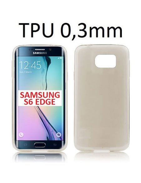 CUSTODIA GEL TPU SILICONE ULTRA SLIM 0,3mm per SAMSUNG SM-G925 GALAXY S6 EDGE COLORE NERO TRASPARENTE