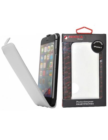 CUSTODIA FLIP VERTICALE SLIM PELLE per APPLE IPHONE 6, IPHONE 6S 4,7' POLLICI COLORE BIANCO ALTA QUALITA' MOCCA BLISTER