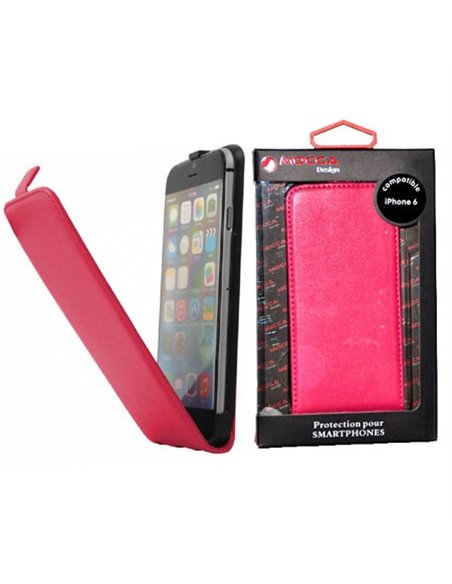 CUSTODIA FLIP VERTICALE SLIM PELLE per APPLE IPHONE 6, IPHONE 6S 4,7' POLLICI COLORE ROSA ALTA QUALITA' MOCCA BLISTER