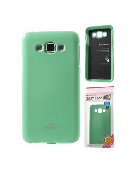 CUSTODIA GEL TPU SILICONE per SAMSUNG SM-E700 GALAXY E7 COLORE VERDE ACQUA LUCIDO CON GLITTER ALTA QUALITA' MERCURY