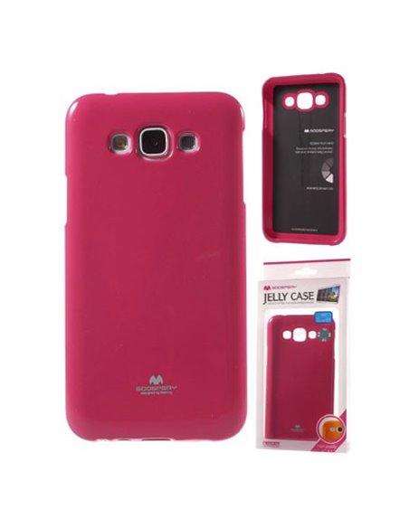 CUSTODIA GEL TPU SILICONE per SAMSUNG SM-E700 GALAXY E7 COLORE FUCSIA LUCIDO CON GLITTER ALTA QUALITA' MERCURY BLISTER