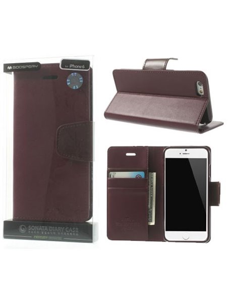 CUSTODIA FLIP ORIZZONTALE PELLE per APPLE IPHONE 6 PLUS, 6S PLUS 5.5' CON INTERNO IN TPU E STAND BORDEAUX ALTA QUALITA' SONATA