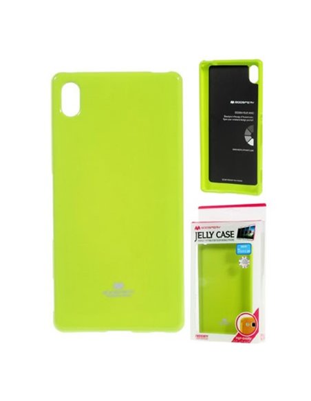 CUSTODIA GEL TPU SILICONE per SONY XPERIA Z4, XPERIA Z3+ COLORE VERDE LUCIDO CON GLITTER ALTA QUALITA' MERCURY BLISTER