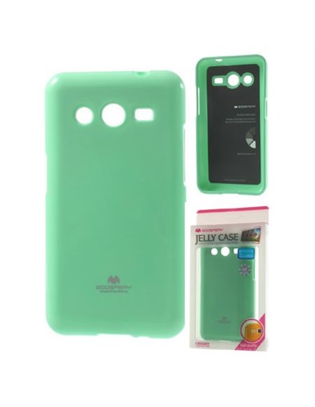 CUSTODIA GEL TPU SILICONE per SAMSUNG G355 GALAXY CORE 2 DUOS COLORE VERDE ACQUA LUCIDO CON GLITTER ALTA QUALITA' MERCURY