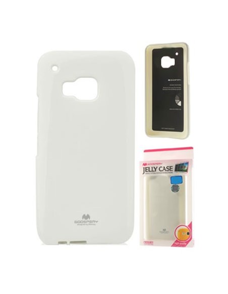 CUSTODIA per HTC ONE M9, ONE M9 PRIME CAMERA IN GEL TPU SILICONE COLORE BIANCO LUCIDO CON GLITTER ALTA QUALITA' MERCURY