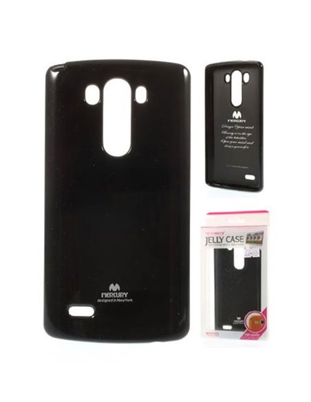 CUSTODIA GEL TPU SILICONE per LG G4, H815 COLORE NERO LUCIDO CON GLITTER ALTA QUALITA' MERCURY BLISTER