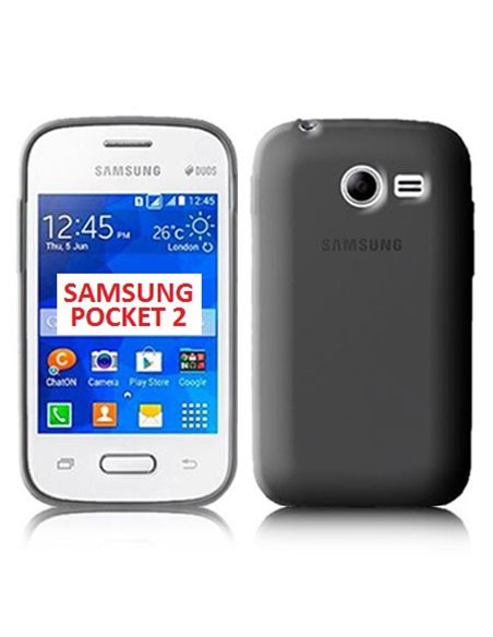 CUSTODIA GEL TPU SILICONE per SAMSUNG G110 GALAXY POCKET 2 COLORE NERO TRASPARENTE