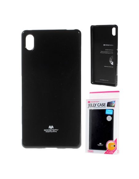 CUSTODIA GEL TPU SILICONE per SONY XPERIA Z4, XPERIA Z3+ COLORE NERO LUCIDO CON GLITTER ALTA QUALITA' MERCURY BLISTER