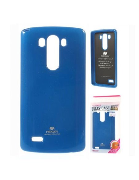 CUSTODIA GEL TPU SILICONE per LG G4, H815 COLORE BLU LUCIDO CON GLITTER ALTA QUALITA' MERCURY BLISTER