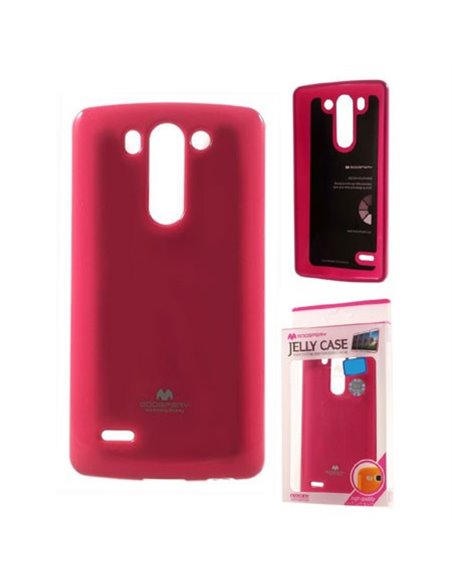 CUSTODIA GEL TPU SILICONE per LG G4, H815 COLORE FUCSIA LUCIDO CON GLITTER ALTA QUALITA' MERCURY BLISTER