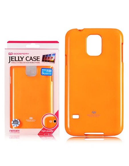 CUSTODIA GEL TPU SILICONE per SAMSUNG G900F GALAXY S5, GALAXY S5 NEO G903F ARANCIONE FLUORESCENTE ALTA QUALITA' MERCURY BLISTER