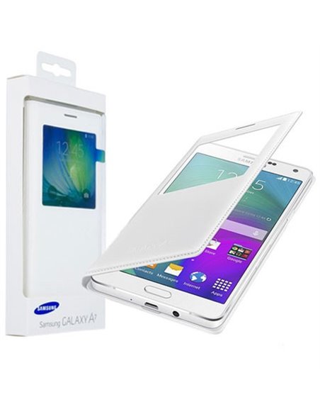 CUSTODIA S VIEW COVER ORIGINALE SAMSUNG COLORE BIANCO per SM-A700 GALAXY A7 (NO VERSIONE 2016) CON FINESTRA ID BLISTER