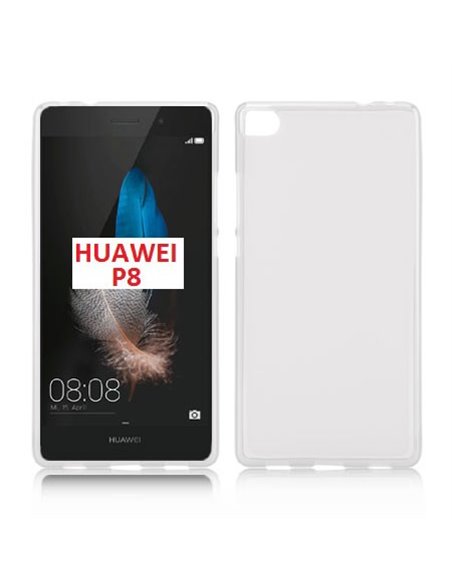 CUSTODIA GEL TPU SILICONE per HUAWEI ASCEND P8 COLORE BIANCO TRASPARENTE