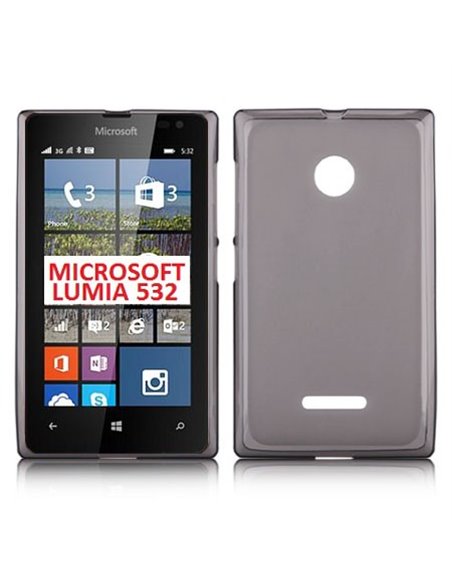 CUSTODIA GEL TPU SILICONE per MICROSOFT LUMIA 532 COLORE NERO - TRASPARENTE