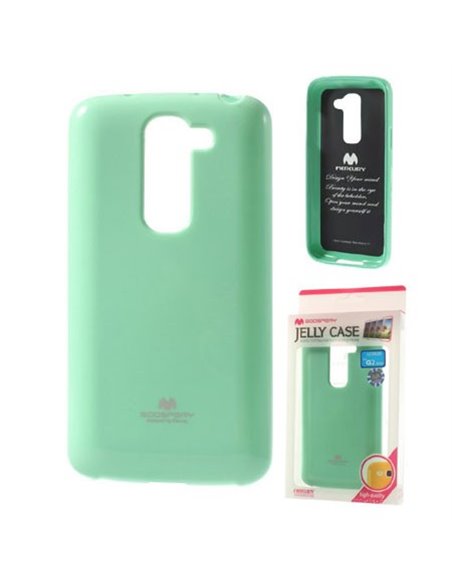 CUSTODIA GEL TPU SILICONE per LG G2 MINI COLORE VERDE ACQUA LUCIDO CON GLITTER ALTA QUALITA' MERCURY BLISTER