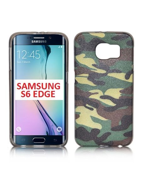 CUSTODIA GEL TPU SILICONE per SAMSUNG SM-G925 GALAXY S6 EDGE CON FANTASIA MILITARE COLORE VERDE