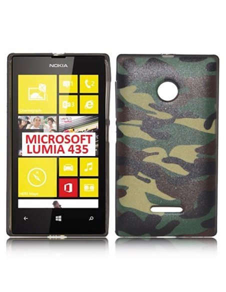 CUSTODIA GEL TPU SILICONE per MICROSOFT LUMIA 435 CON FANTASIA MILITARE COLORE VERDE