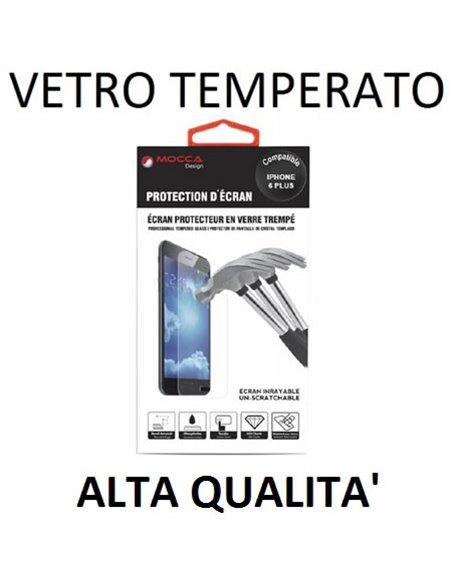 PELLICOLA PROTEGGI DISPLAY VETRO TEMPERATO 0,33mm per APPLE IPHONE 6 PLUS, IPHONE 6S PLUS 5.5' POLLICI ALTA QUALITA' MOCCA BLIST