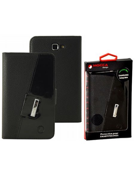 CUSTODIA FLIP ORIZZONTALE PELLE per SAMSUNG N7000 GALAXY NOTE, I9220 CON CHIUSURA MAGNETICA COLORE NERO ALTA QUALITA' MOCCA