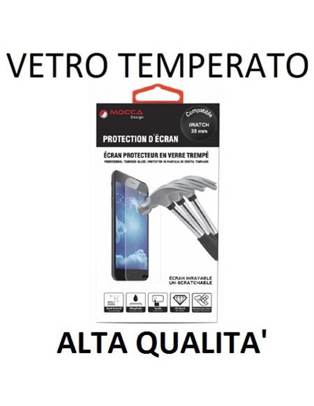 PELLICOLA PROTEGGI DISPLAY VETRO TEMPERATO 0,33mm per APPLE WATCH 38MM ALTA QUALITA' MOCCA BLISTER