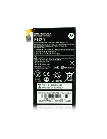 BATTERIA ORIGINALE MOTOROLA EG30 per MOTOROLA XT890 RAZR I,  XT907 DROID RAZR M, XT901 ELECTRIFY M 1940 mAh LI-ION BULK