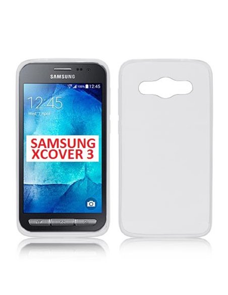 CUSTODIA GEL TPU SILICONE ULTRA SLIM 0,3mm per SAMSUNG SM-G388F GALAXY XCOVER 3 COLORE BIANCO - TRASPARENTE
