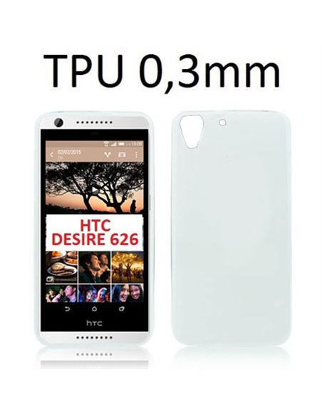 CUSTODIA GEL TPU SILICONE ULTRA SLIM 0,3mm per HTC DESIRE 626, A32, D626W COLORE BIANCO TRASPARENTE