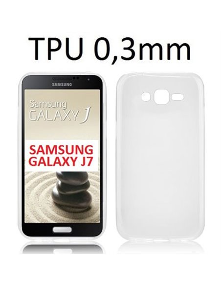 CUSTODIA GEL TPU SILICONE ULTRA SLIM 0,3mm per SAMSUNG SM-J700F GALAXY J7 COLORE BIANCO TRASPARENTE