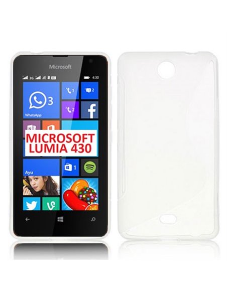 CUSTODIA GEL TPU SILICONE DOUBLE per MICROSOFT LUMIA 430 DUAL SIM COLORE BIANCO - TRASPARENTE