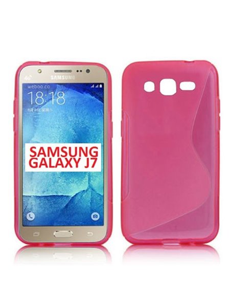 CUSTODIA GEL TPU SILICONE DOUBLE per SAMSUNG SM-J700F GALAXY J7 COLORE ROSA