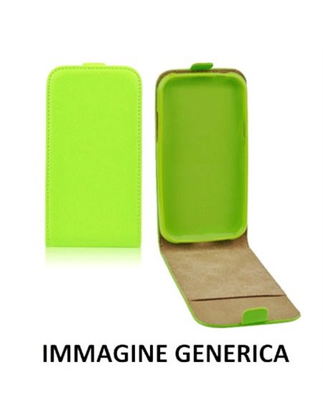 CUSTODIA FLIP VERTICALE SLIM SIMILPELLE per SAMSUNG SM-G388F GALAXY XCOVER 3 CON INTERNO IN TPU SILICONE COLORE VERDE