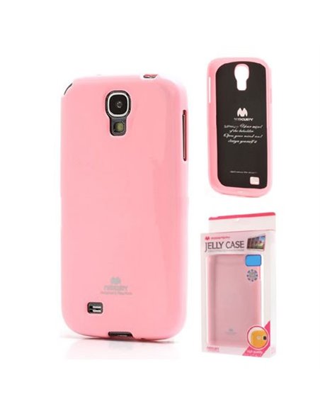 CUSTODIA GEL TPU SILICONE per SAMSUNG I9500 GALAXY S4, I9502, I9505 COLORE ROSA LUCIDO CON GLITTER ALTA QUALITA' MERCURY BLISTER