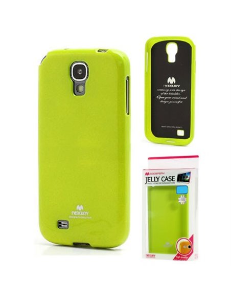 CUSTODIA GEL TPU SILICONE per SAMSUNG I9500 GALAXY S4, I9502, I9505 COLORE VERDE LUCIDO CON GLITTER ALTA QUALITA' MERCURY BLISTE