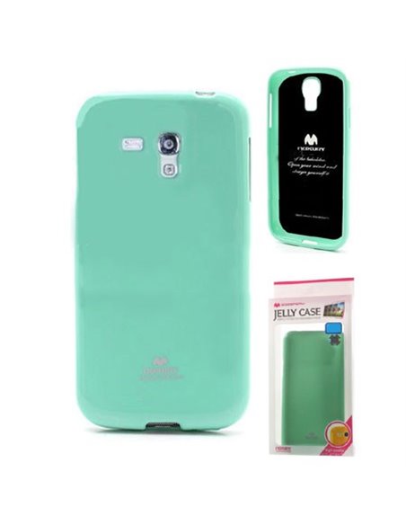 CUSTODIA GEL TPU SILICONE per SAMSUNG I8190 GALAXY S3 MINI VERDE ACQUA LUCIDO CON GLITTER ALTA QUALITA' MERCURY