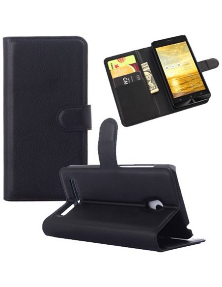 CUSTODIA FLIP ORIZZONTALE SIMILPELLE per ASUS ZENFONE 5 (NO LTE) A501CG, A500CG CON STAND E CHIUSURA MAGNETICA COLORE NERO