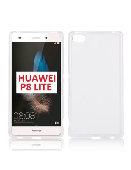 CUSTODIA GEL TPU SILICONE per HUAWEI P8 LITE COLORE BIANCO - TRASPARENTE