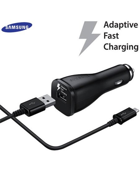 CARICATORE AUTO USB ORIGINALE SAMSUNG FAST CHARGING EP-LN915U + CAVO MICRO USB ECB-DU5 2000mAh per GALAXY S6 NERO BULK