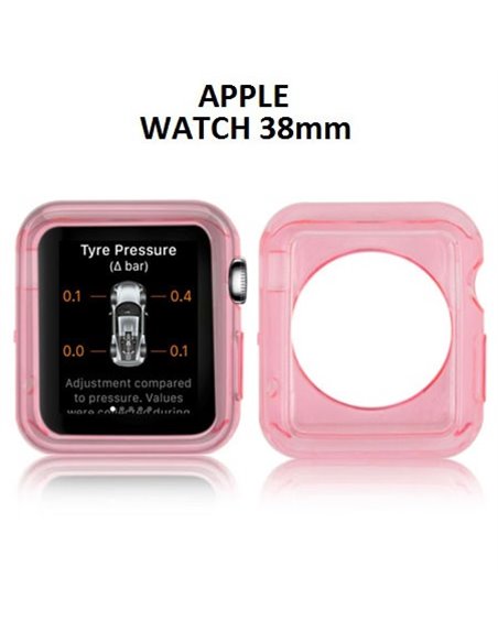 CUSTODIA GEL TPU SILICONE per APPLE WATCH 38MM COLORE ROSA TRASPARENTE