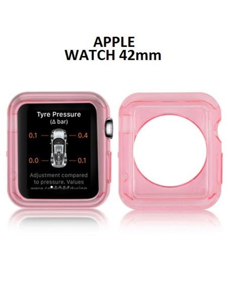 CUSTODIA GEL TPU SILICONE per APPLE WATCH 42MM COLORE ROSA TRASPARENTE