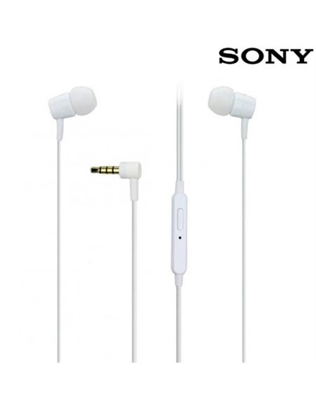 AURICOLARE STEREO ORIGINALE SONY MH750 JACK 3,5mm CON TASTO DI RISPOSTA per XPERIA Z1, Z ULTRA, XPERIA Z COLORE BIANCO BULK